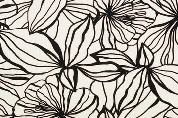 Viskose Webware mit Blumen, schwarz, naturweiß, 0,5 m